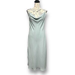 Show Me Your MuMu M Verona Cowl Dress Silver Sage Satin Midi Slip Crisscross NWT